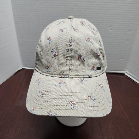 O'Neill Hat Cap Strap Back Floral Khaki Mens Embroidered Dad Style Casual Cotton - Picture 1 of 8